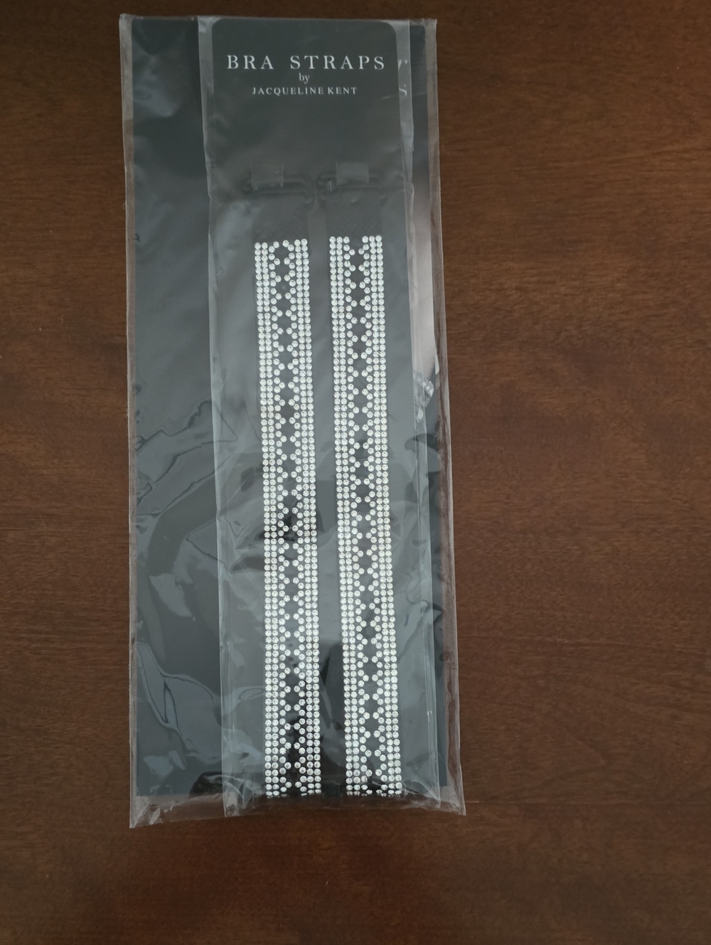 Black Bra Straps with Silver Crystal Detailing